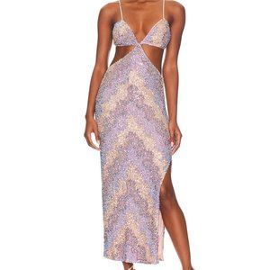 SAYLOR Nat Dress - Cut-Out Chevron Mesh Sequin